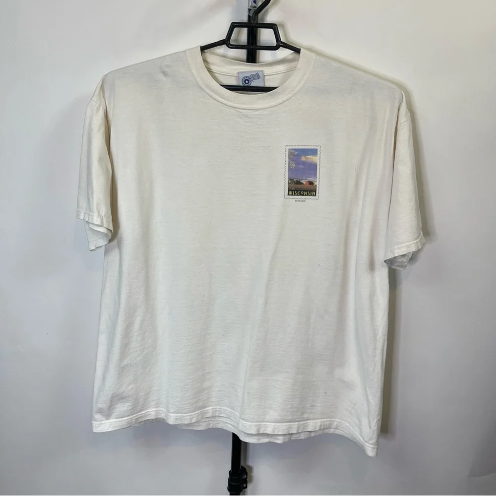 Vintage 1998 USPS Wisconsin Stamp Shirt Size Large Men’s